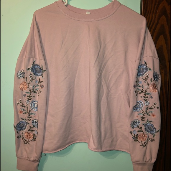 ✌️Last $$💧 Mauve Embroidered Crop Sweatshirt - Picture 1 of 2